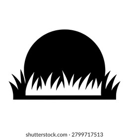 Sun Setting Over Field Silhouette representing sun setting over field, suitable for clean vector graphics, signage, presentations, web design, and commercial projects