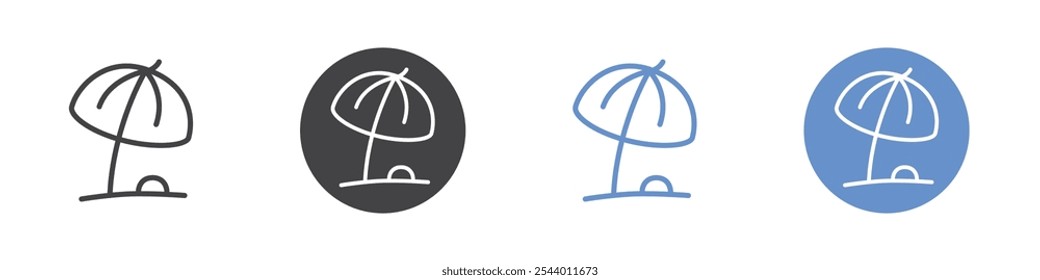Sun shade icon Flat set in black and white color
