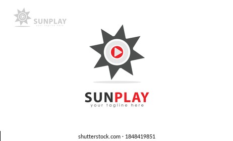 Sun shape logo design combined with play button. You can use it for multimedia logos or others. vector