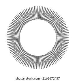 sun shaped round frame with rays isolated vector drawing