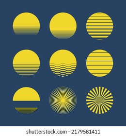 Sun Shapes Vector Set. Simple sun icons. Vector art.