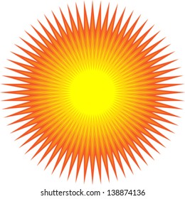 Sun with sharp lines on white background. Vector