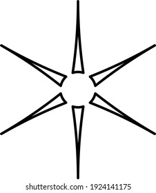 Sun with sharp sun rays, illustration, vector on white background.