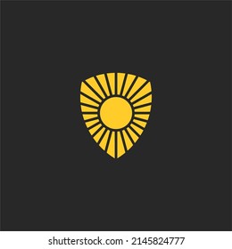 sun and shield logo, suitable use as icon, symbol or element design to describe sun block