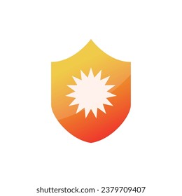 Logo de Sun y Shield o de protección en un estilo moderno simple sobre fondo blanco