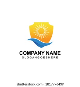 Sun Shield Vector Illustration Icon Logo Stock Vector (Royalty Free ...