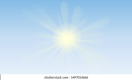 Sun Shine In Blue Sky. Use On Scenes Of Animated And Comic Material. Vector Illustration Design.