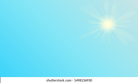 Sun Shine In Blue Sky. Use on scenes of animated and comic material. Vector illustration design.