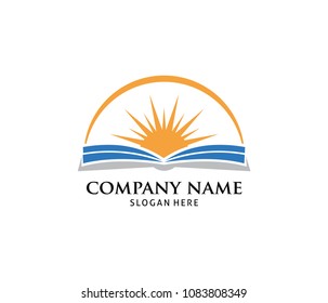 sun shine book vector icon logo design template
