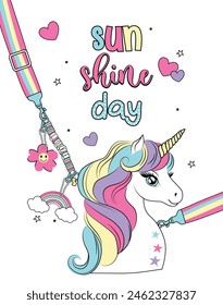 sun shine day unicorn rainbow