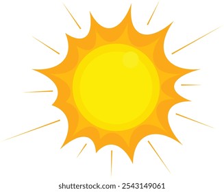 Icono plano del brillo del sol. Sol Icono amarillo sobre fondo blanco. Ilustración vectorial. Icono del sol en estilo simple en un fondo blanco