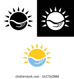 Sun Shine Give Hand Abstract Logo