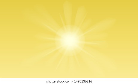 Sun Shine In Golden Sky. Use On Scenes Of Animated And Comic Material. Vector Illustration Design.