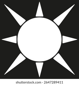 Icono de brillo solar. Símbolo del día brillante. Diseño de luz de Vector. Forma de fondo negro.