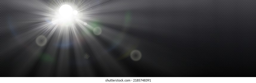 Sun shine  light rays and rainbow spectrum flare transparent background  Realistic layout and radiant solar beams fall from above  Gradient effect  vibrant glow template  3d vector illustration