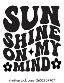 Sun shine on my mind Retro Summer Bundle Groovy, Beach wavy, Trendy groovy, Funny Beach Quotes hippie, Summer Cut Files, Groovy aesthetic 70s, wavy files for CRICUT