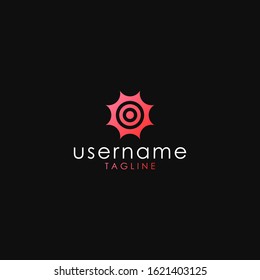 Sun shine simple logo concept isolated on black background