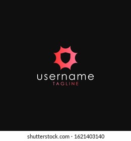 Sun shine simple logo concept isolated on black background