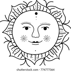 Sun Shine Tribal Illustration. Vector Illustration.