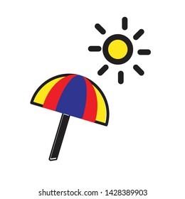 Sun shine with umbrella in the morning