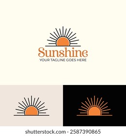 Sun shine vector logo design template