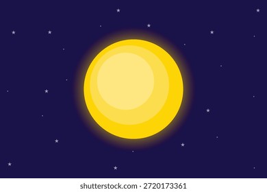 Die Sonne scheint mit einer Kulisse von Sternen. Mondstern Sonnenplanet Konzept. Farbige, flache Vektorgrafik einzeln