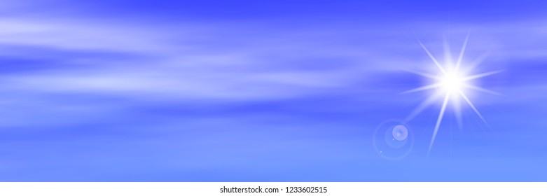 The sun shines in the blue sky, lens flare, vector background, EPS10