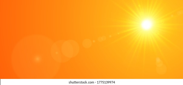 The sun shines brightly. With an orange sky in the evening