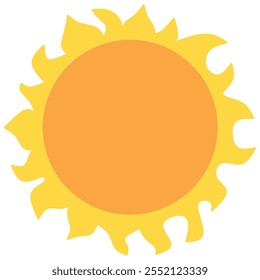 Sun shines with rays icon. Suitable for weather design. Hot temperature. Vector stock illustration.