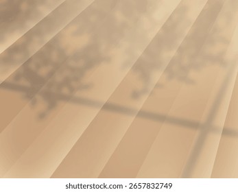 Die Sonne scheint herein und die Schatten der Bäume sind auf die Wand im Hintergrund geworfen