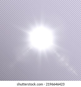The sun shines with a special glare light effect. PNG. Separate light effects on a transparent background. Vector