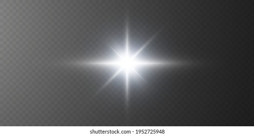 The sun is shining bright
light rays with realistic glare. Light star on a transparent black background.