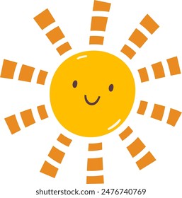 Ilustración vectorial de caracteres brillantes del sol