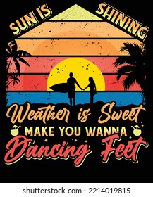 sun is shining couple t-shirt design vector for print. Vector Graphics for apparel t-shirt