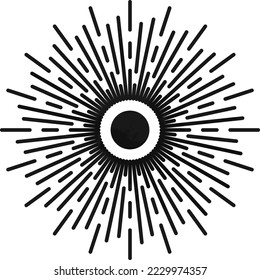 Sun shining esoteric symbol. Stylized solar sign