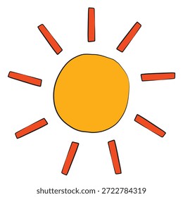 Sol que brilla aislado en un fondo blanco