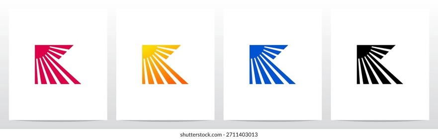 	
Sun Shining Ray Light Letter Initial Logo Design K