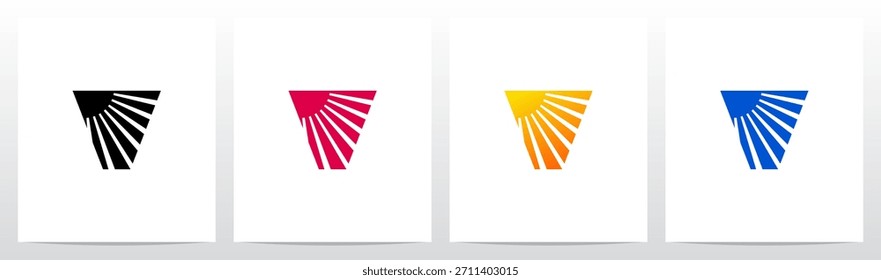 	
Sun Shining Ray Light Letter Initial Logo Design V