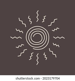 The sun is shining with rays. Ultraviolet radiation harmful to human skin. Print on a dark background for the decor of pillows, t-shirts. Vector.