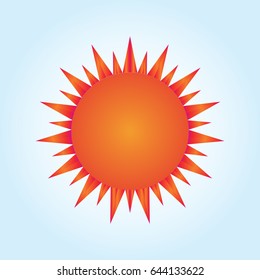 Sun shining with sharp rays isolated on background. illustration