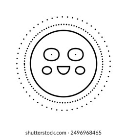 sun shining smile character line icon vector. sun shining smile character sign. isolated contour symbol black illustration