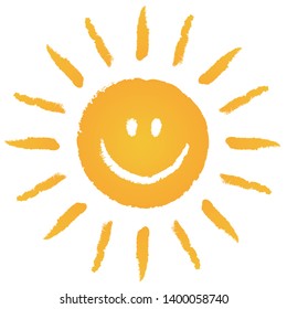 The sun is shining and smiling! Hand drawn sun - vector / isolated