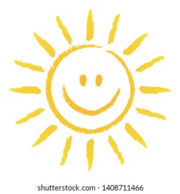 The sun is shining and smiling! Hand drawn sun - vector / isolated
