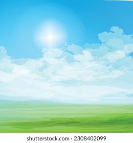 Sun is shining. Sunny day vector illustration.  Day 4-God Created The Sun. 