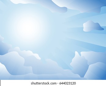 The Sun is shining through the clouds, cloudscape vector background