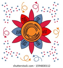 The sun is shining The sun is shining Sun yellow vector doodle. Abstraction, simple form. Cartoon illustration vector