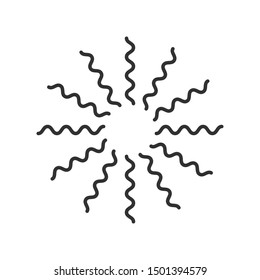 sun shining with zigzag rays in circle form. Stock vector illustration isolated on white background.