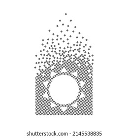 Sun sign fast pixel dots icon. The environmental hazard pixel is flat-solid. Dissolved and dispersed moving dot art. Integrative and integrative pixel movement. Connecting the modern dots.