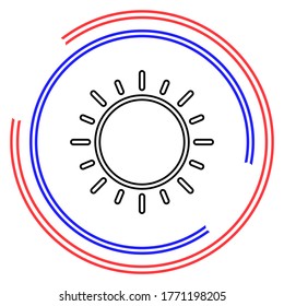 sun sign icon, vector sunlight, bright sunny. Thin line pictogram - outline editable stroke