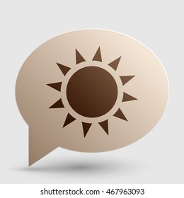 Sun sign illustration. Brown gradient icon on bubble with shadow.